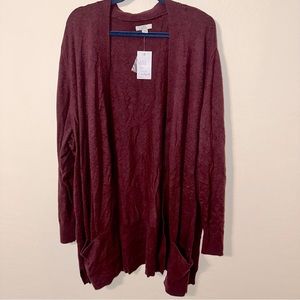 CROFT AND BARROW. burgundy long sleeve cardigan.
